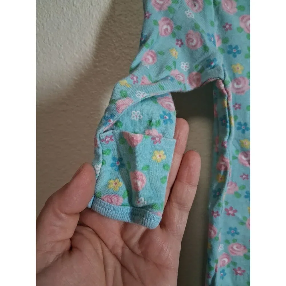Gerber Cotton Sleep Sack Floral Boho Cottage Infant Baby Blue Girls 0-6 Months